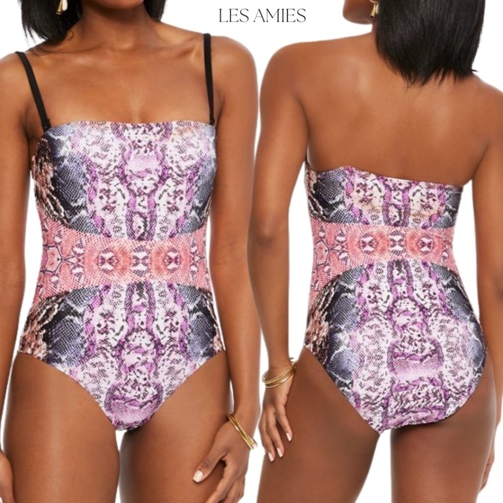 NEW BAR III Macy's Mixed Messages Snake Python Printed One Piece Swimsuit Medium